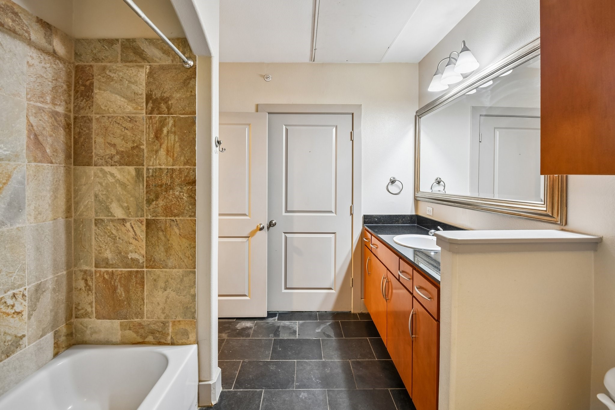 Shower/tub combo for the secondary or guest bath.