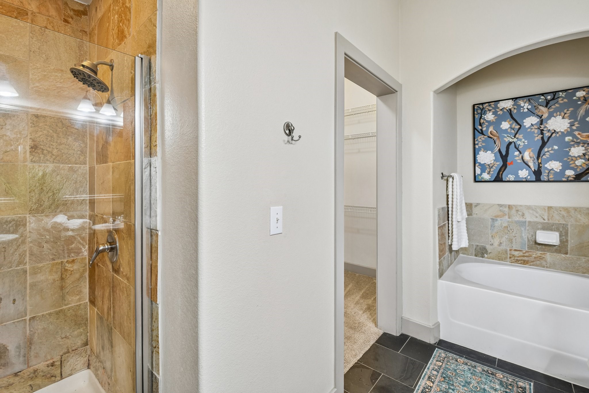Walk in Shower and separate tub available