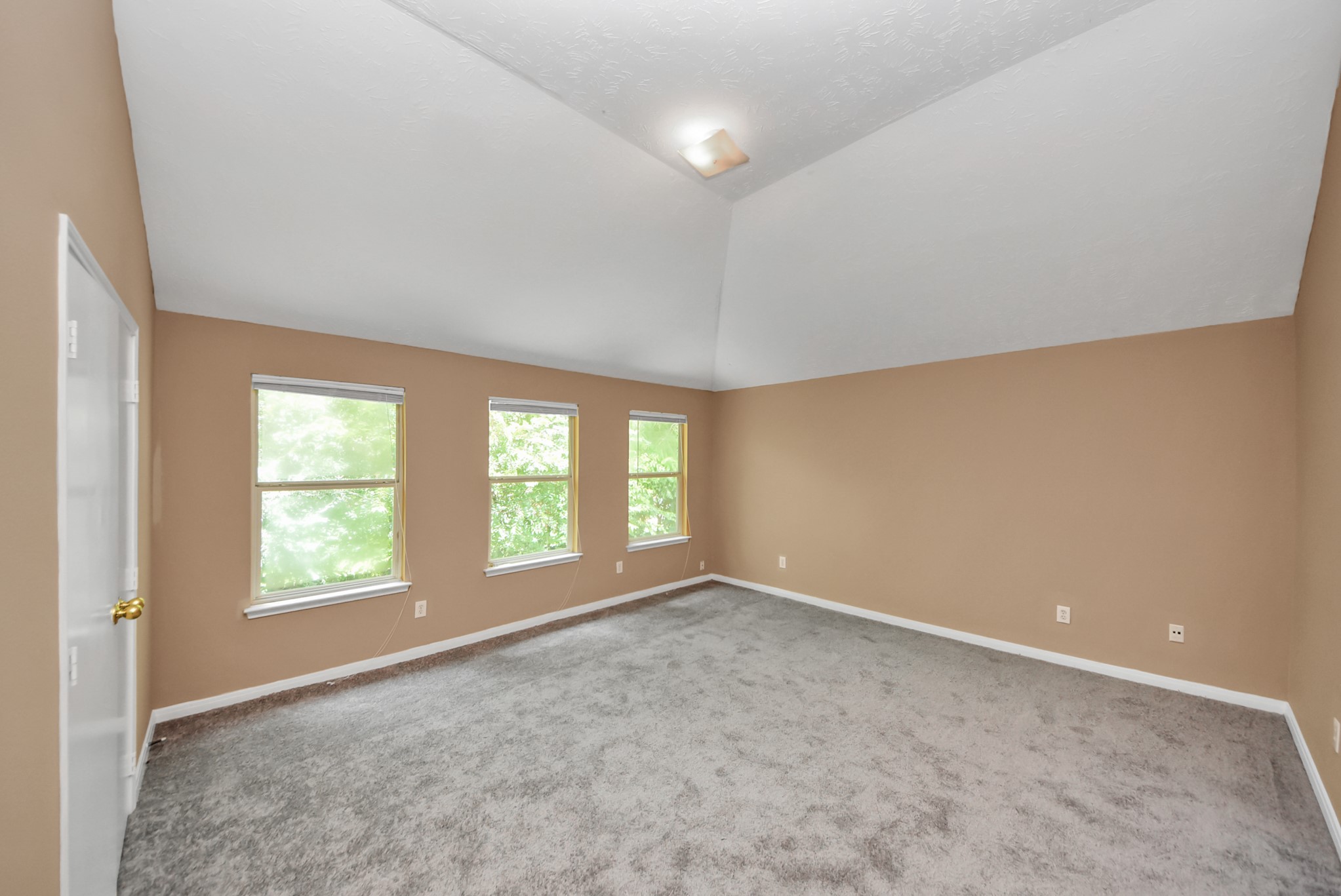 This primary bedroom is amazing! Not only is it a great size, but the vaulted ceilings make it feel even more spacious. The carpet was also recently replaced.