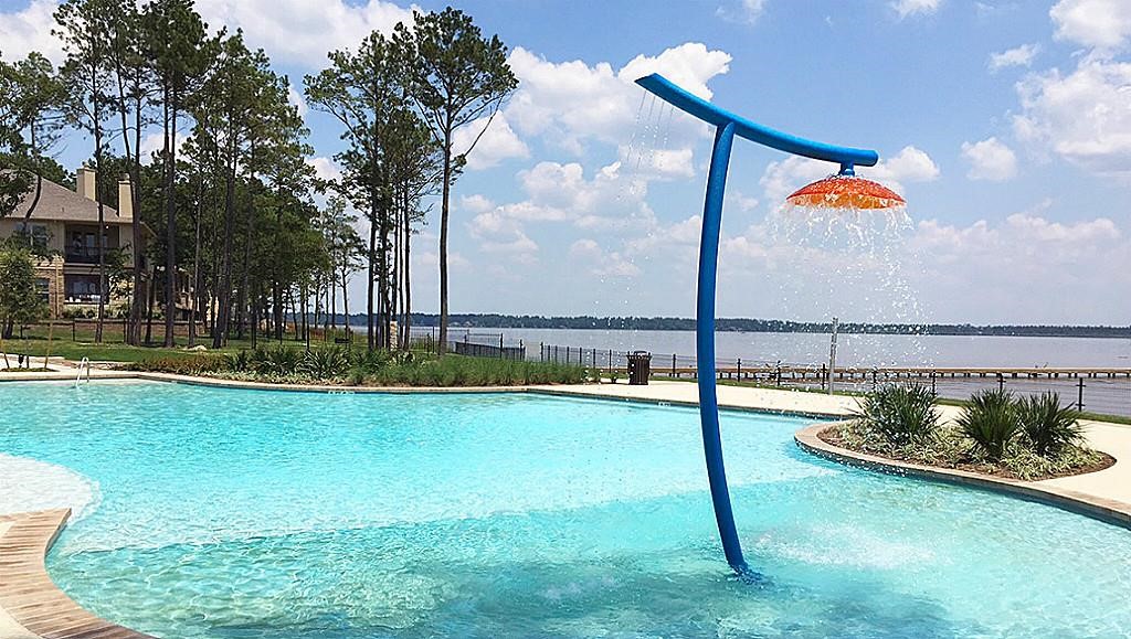 Awesome community pool overlooking lake houston.