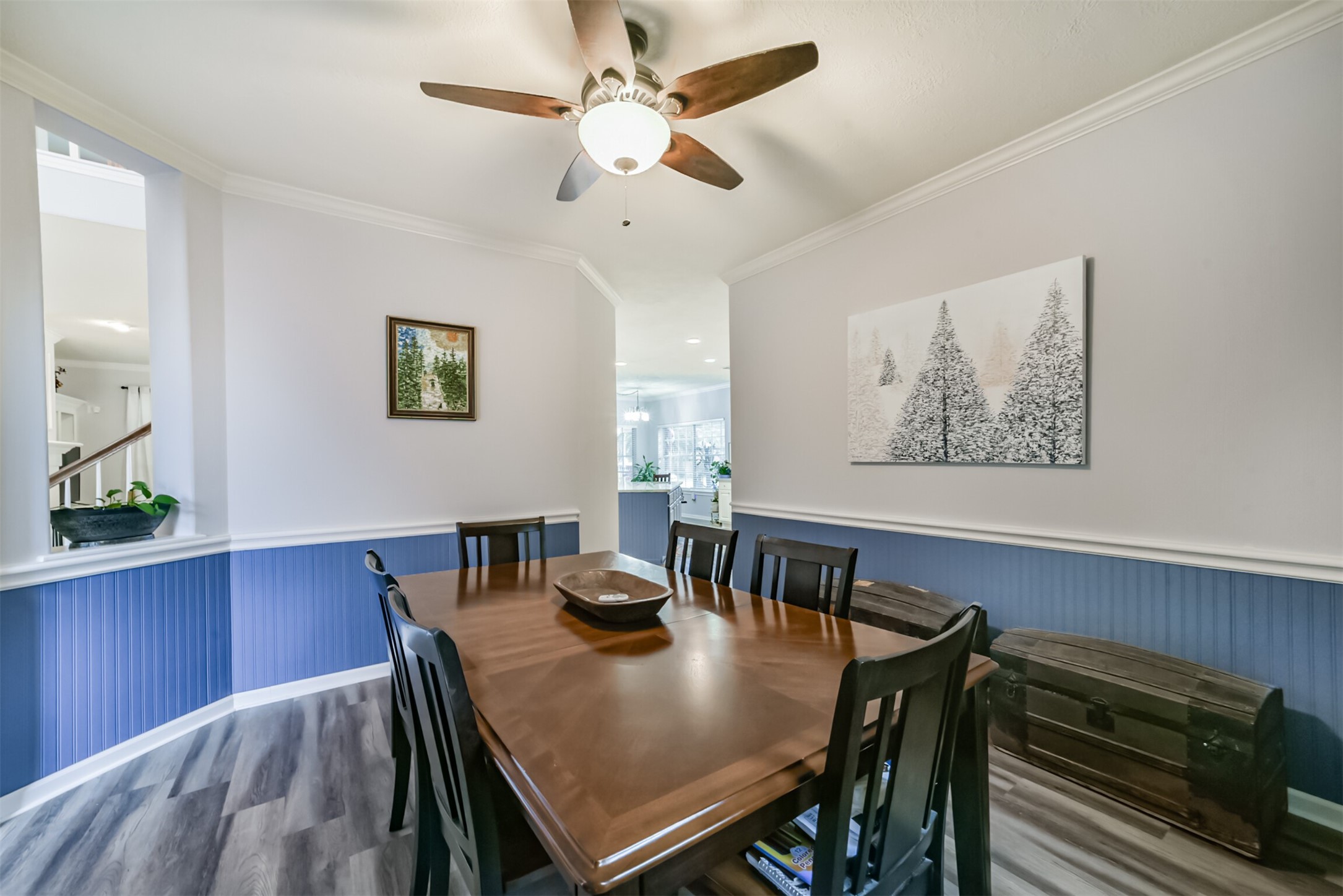 Formal dining room with convenient access to the kitchen.