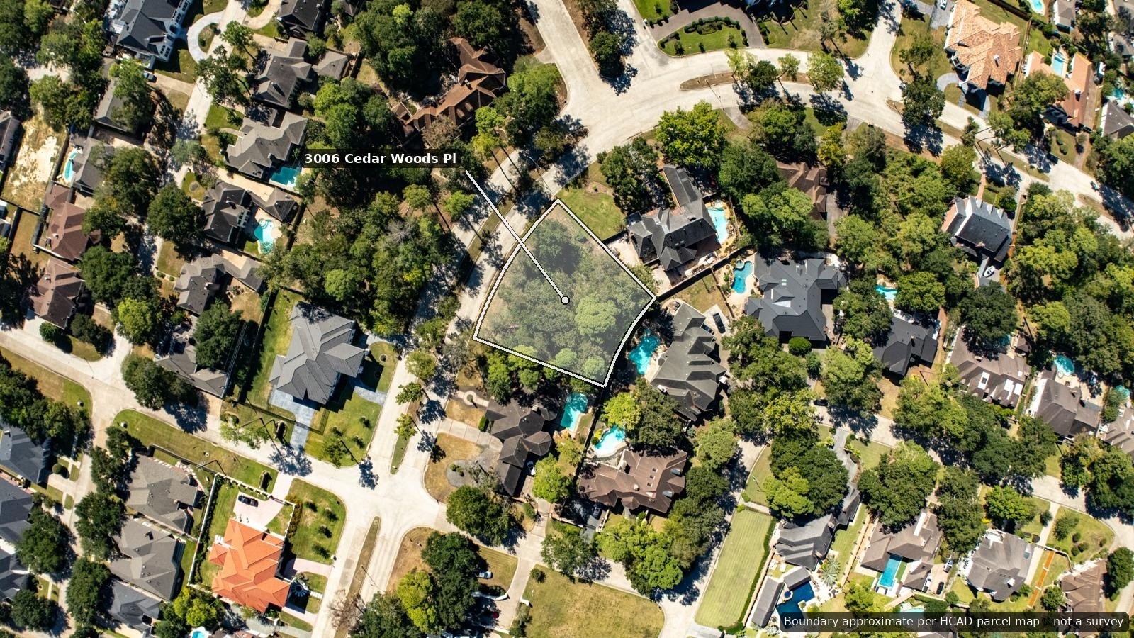 Aerial view of the lot and surrounding area.