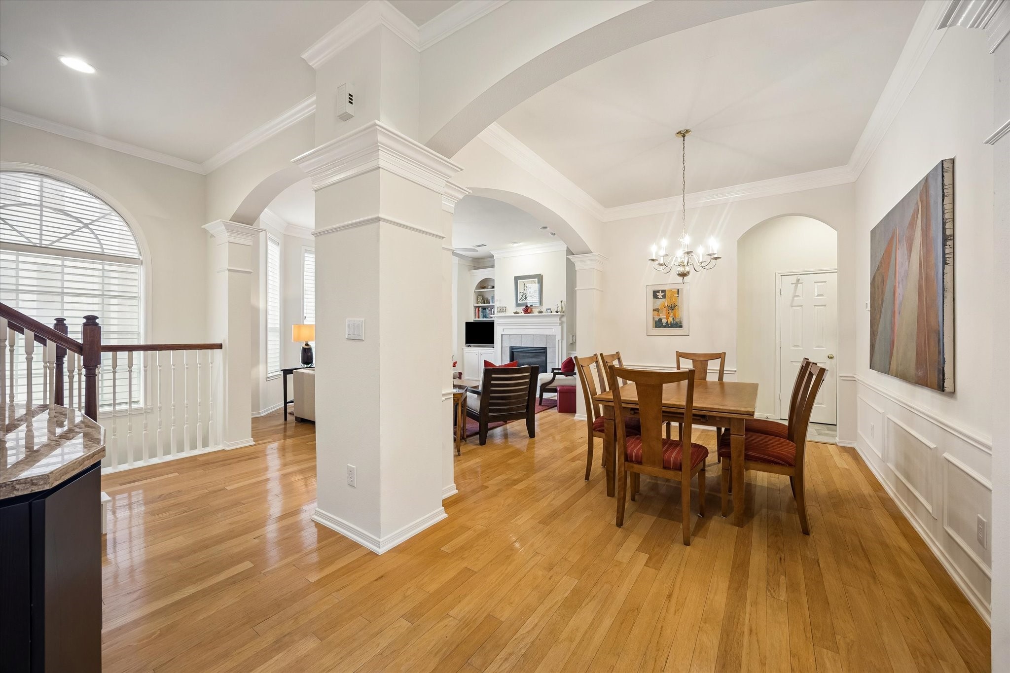 Notice the elegant, architectural arches through which the beautiful natural light emmanates.