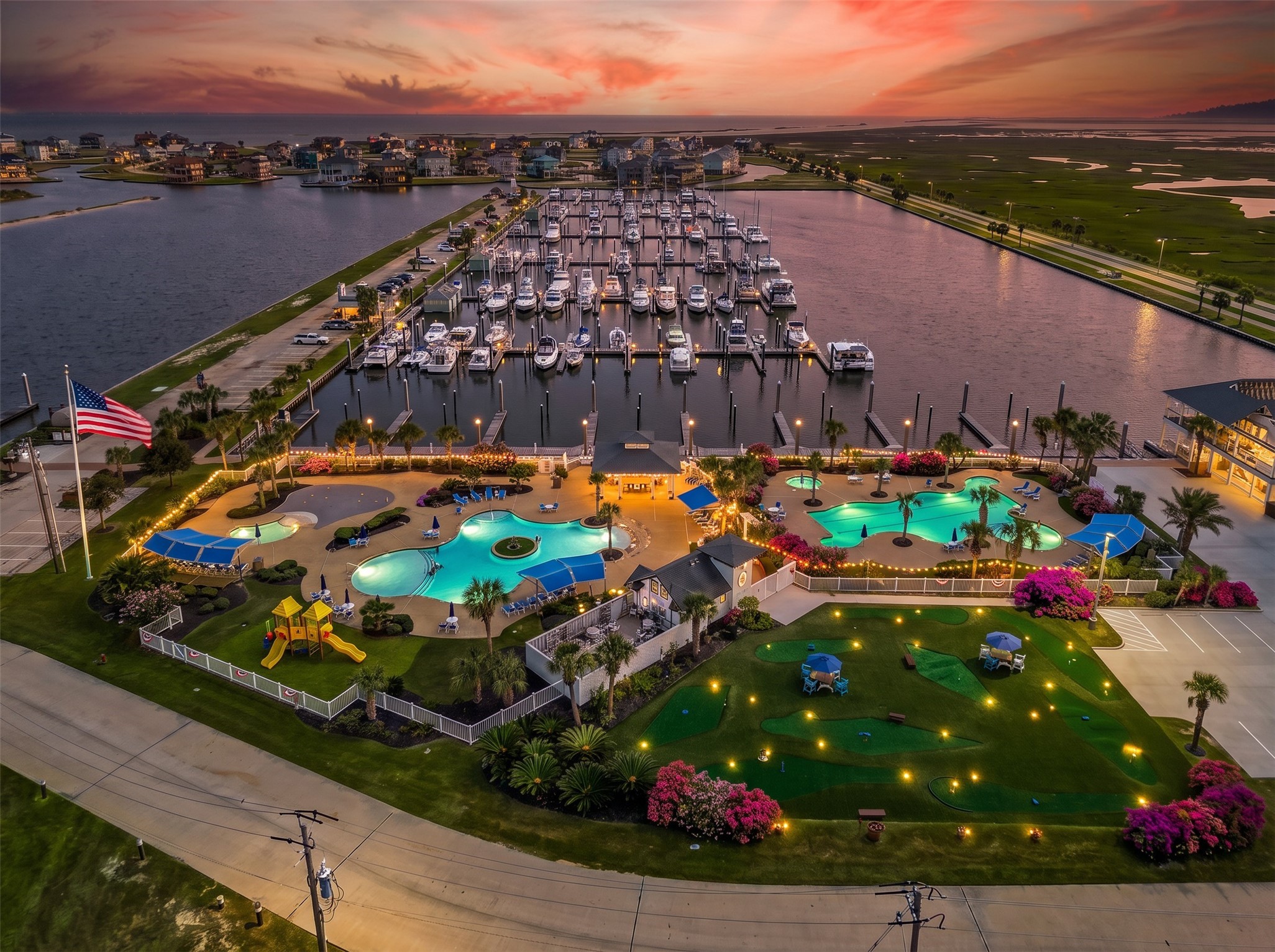 Spectacular sunsets over the Harborwalk pool and marina are a must see.