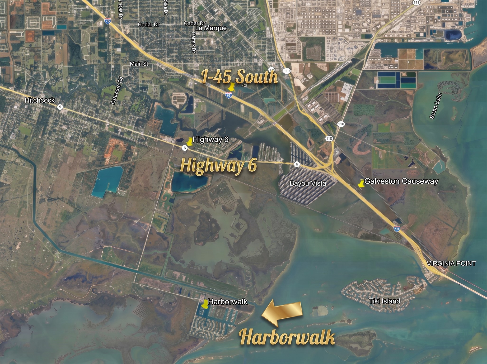 Harborwalk's Highway 6 location offers the ideal balance of seclusion and convenience, allowing owners the ability to bypass the I-45 corridor traffic yet remain within a short drive of every Galveston marquee destination.