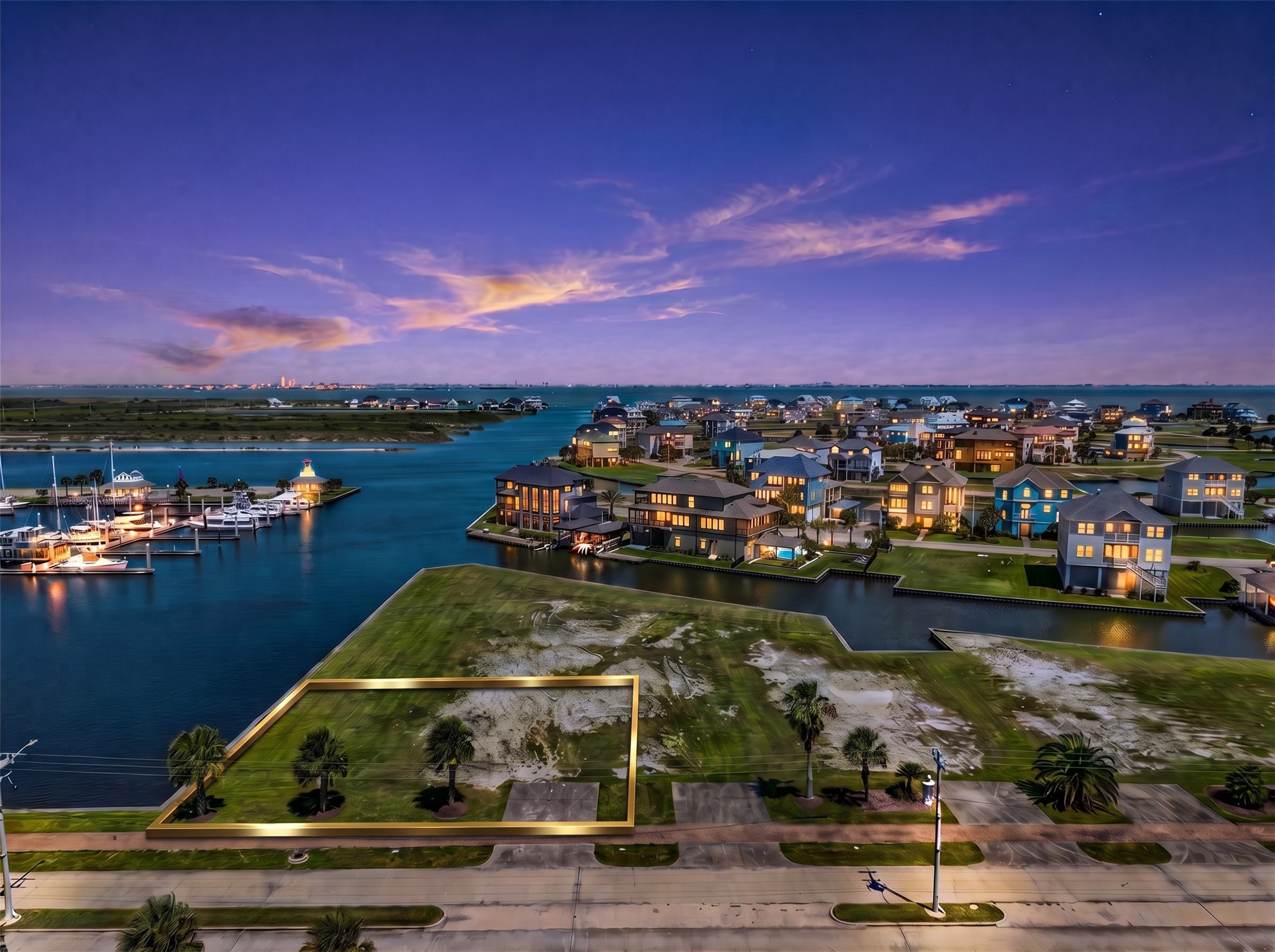 49 Shell Key also enjoys year round views of the Moody Gardens evening lights.