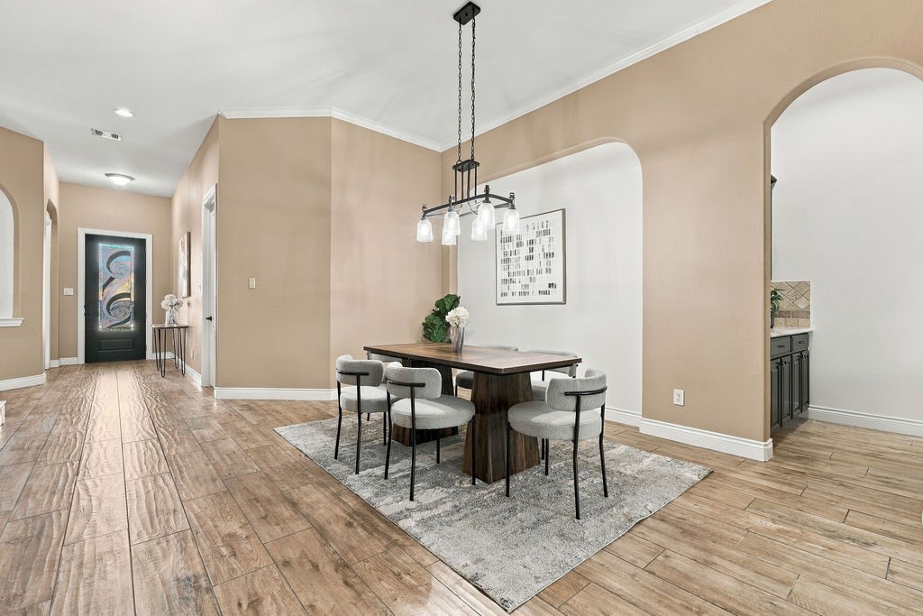Wonderful dining area that connects with a butler's pantry and the kitchen.