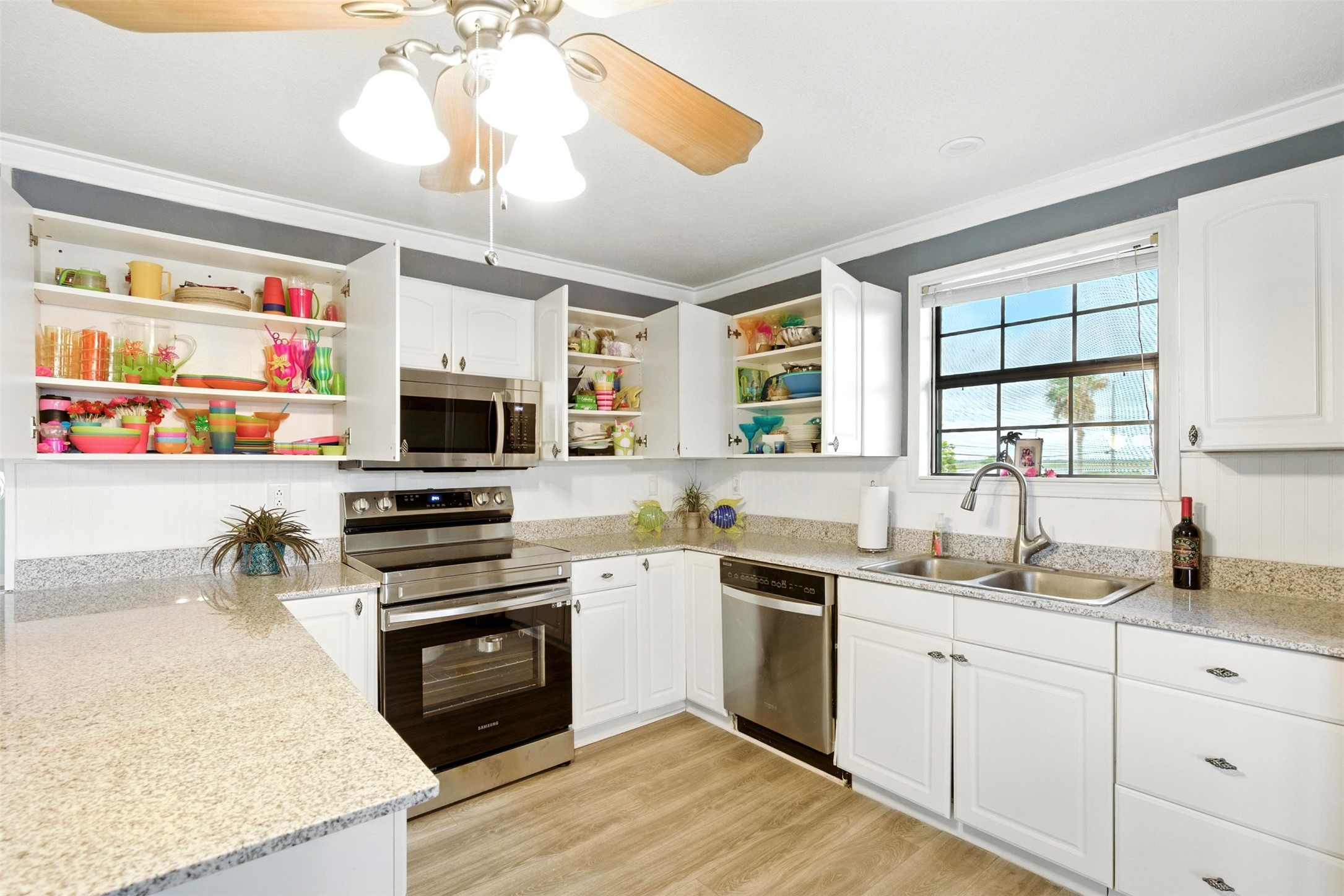 kitchen is fully stocked with festive dishes that are all included