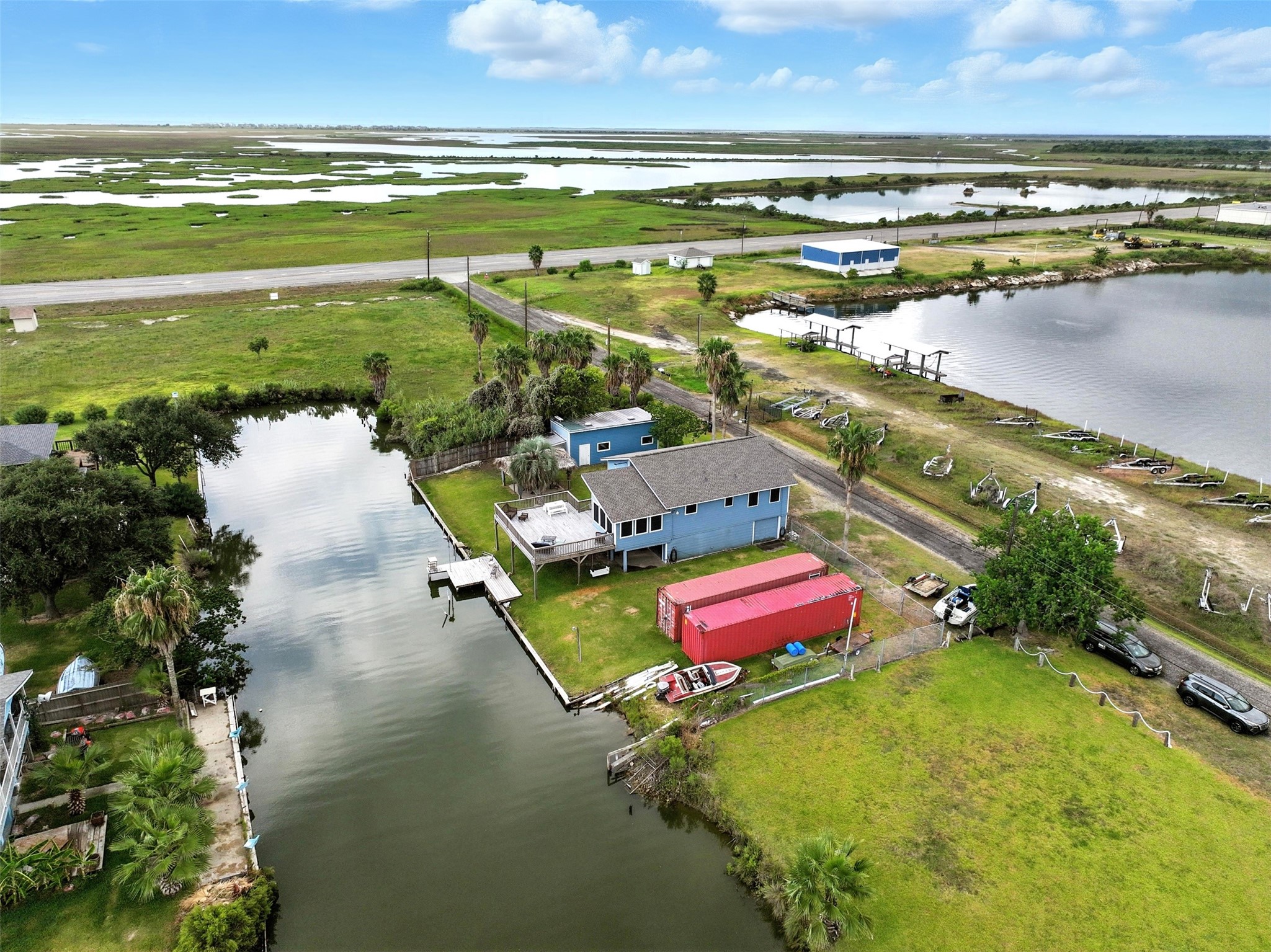 canal ends right beyond property line for a private swimming hole