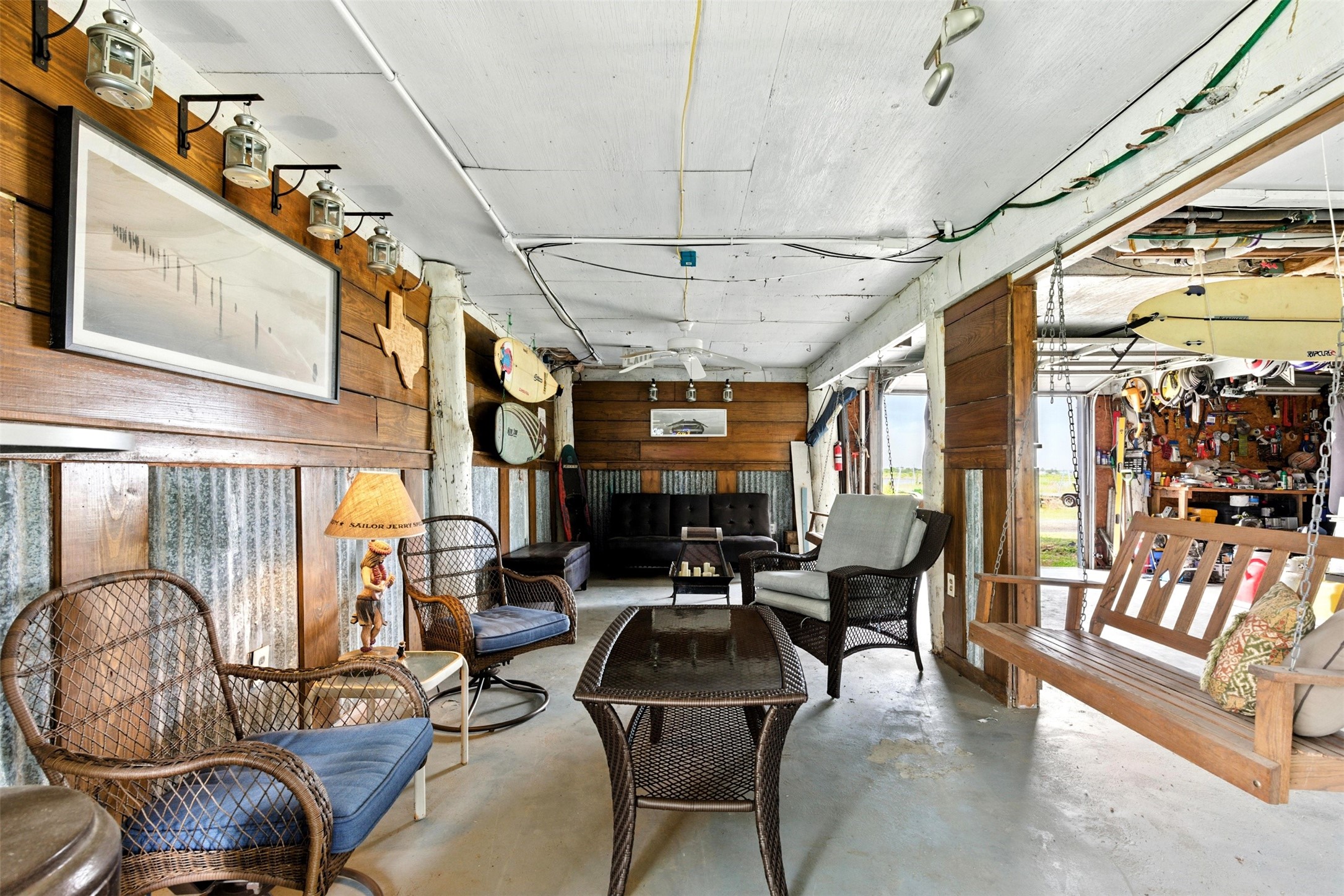 another view of the bottom level party room
