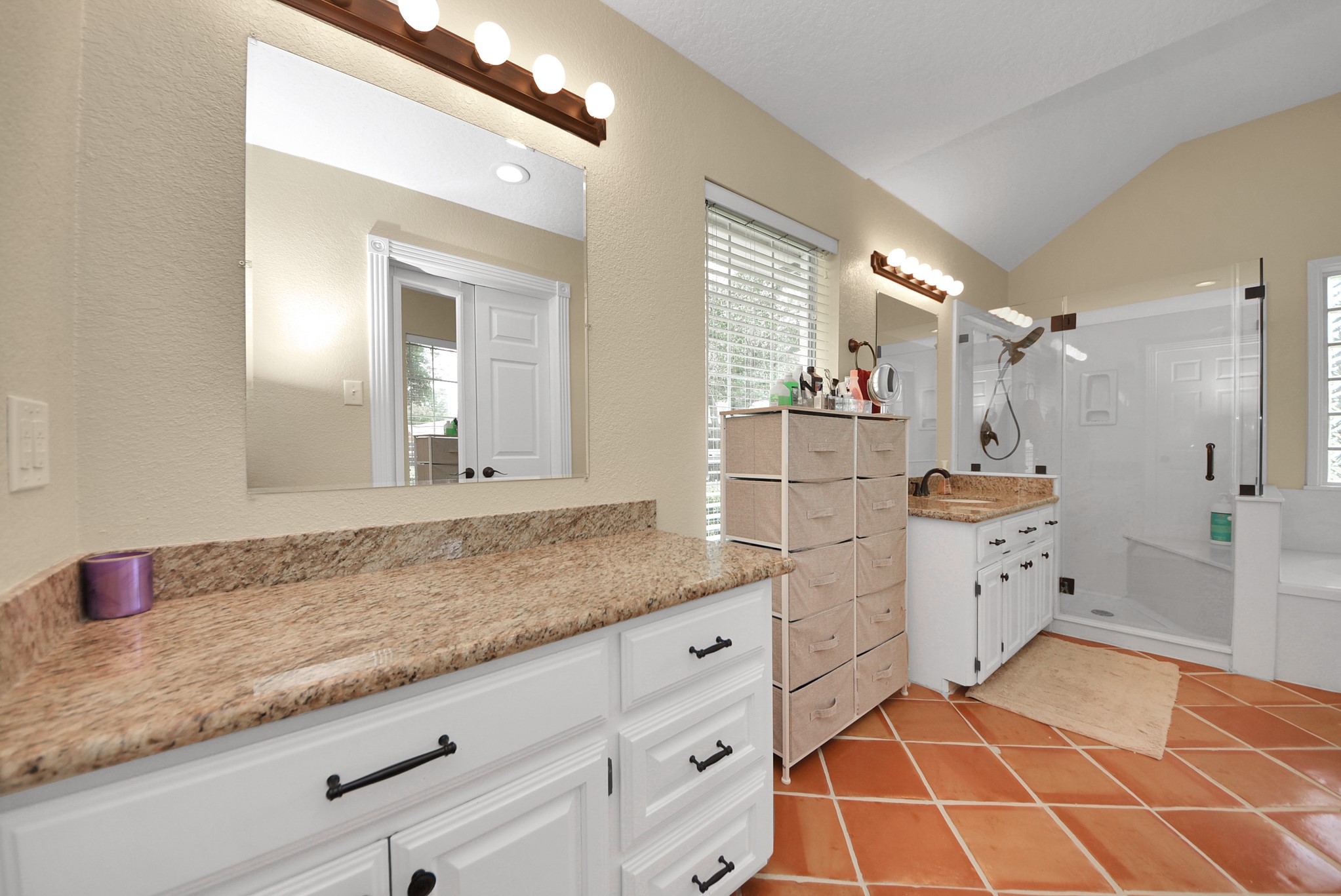 Master bathroom with shower/bathtub combo!