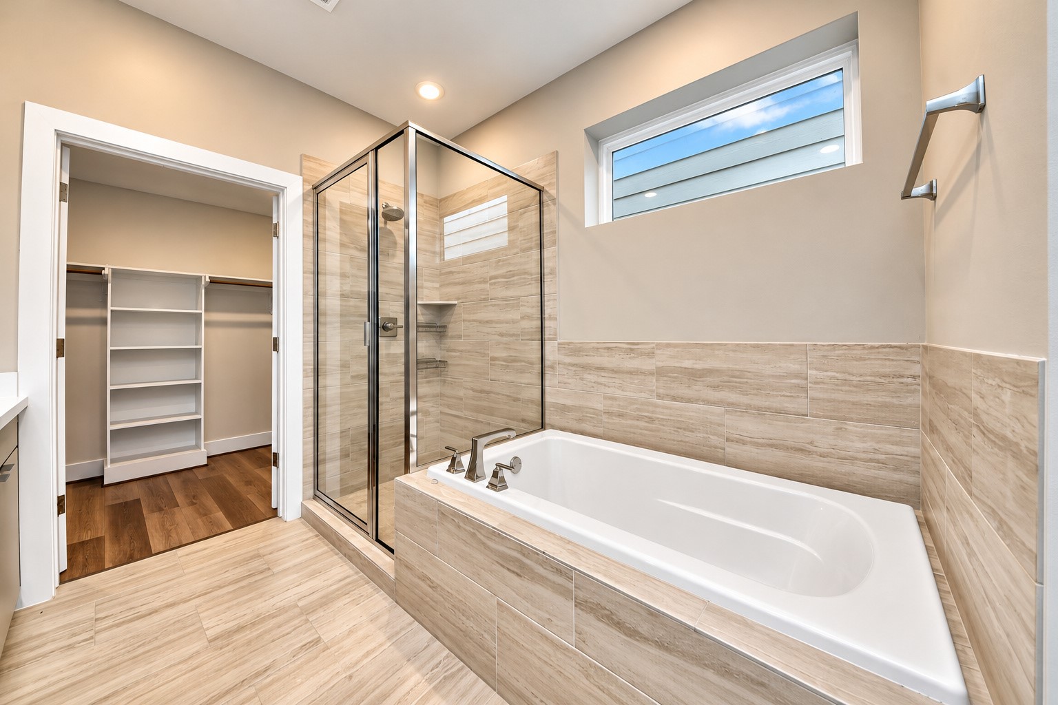 Primary bath-shower and soaking tub