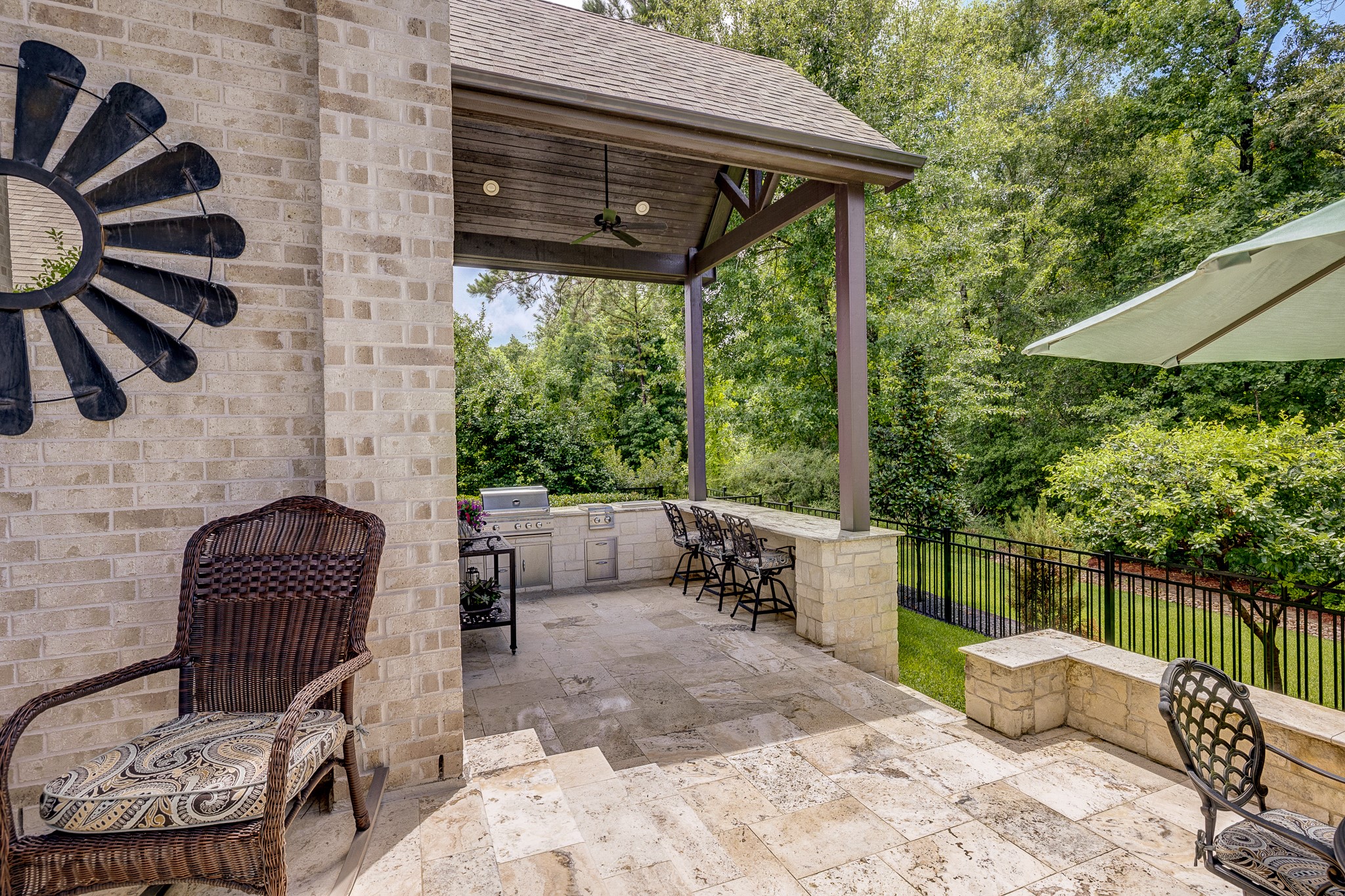 Extended patio with outdoor kitchen