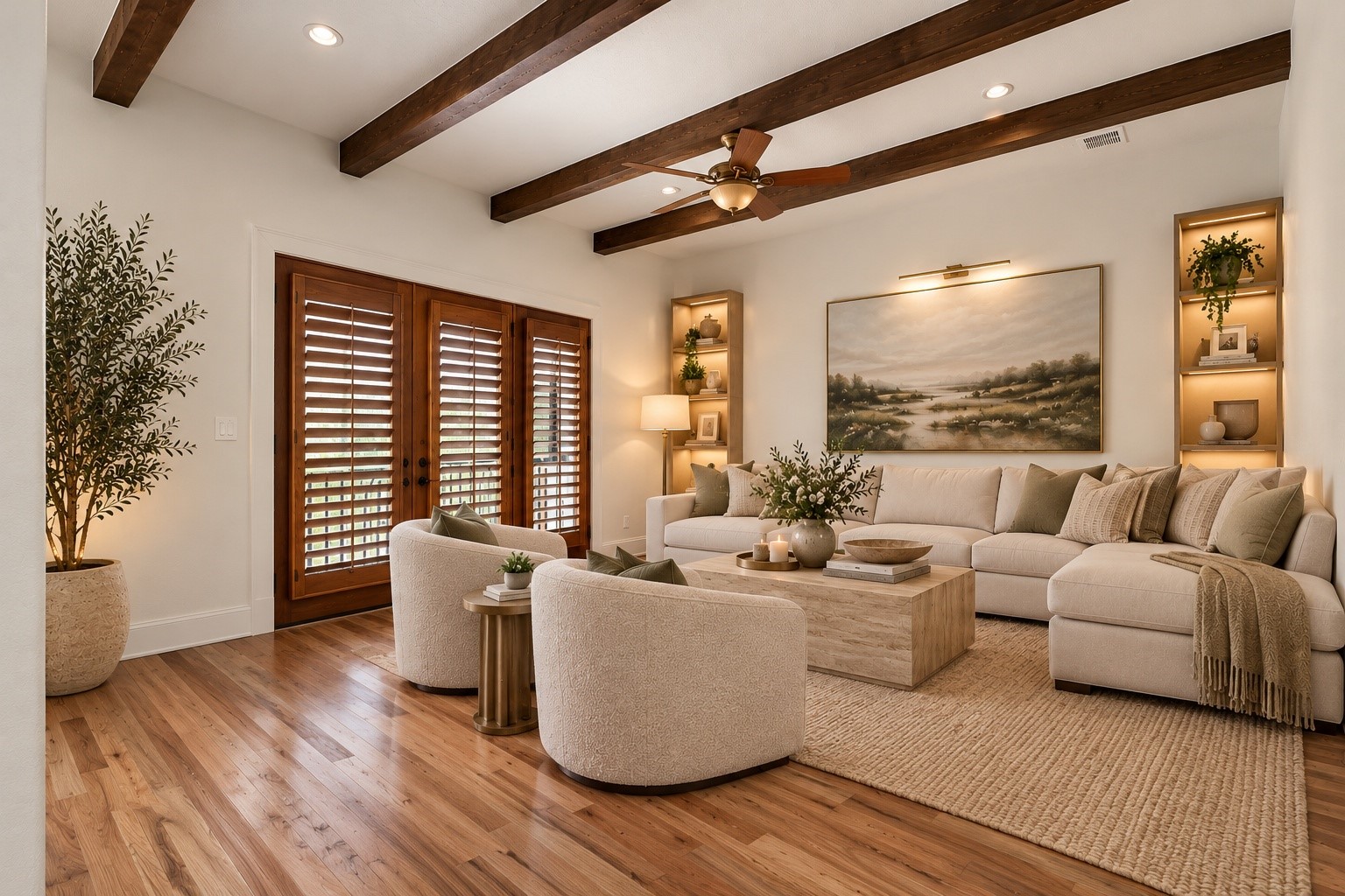 Virtually staged main living room.