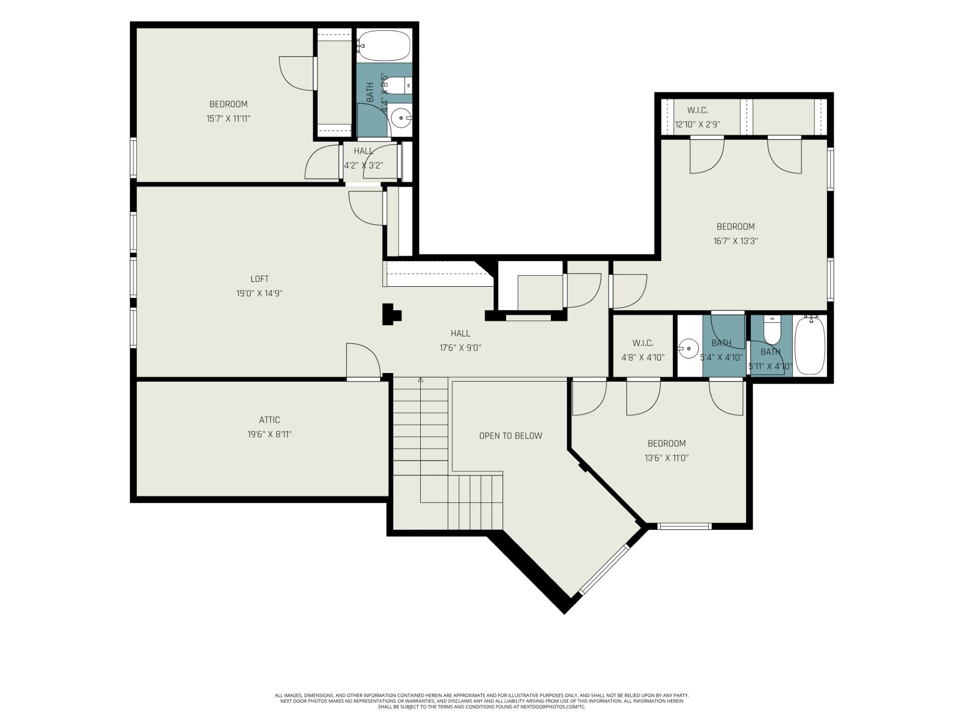 Second floor of home room sizes.
