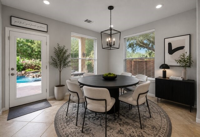 Virtually staged breakfast area