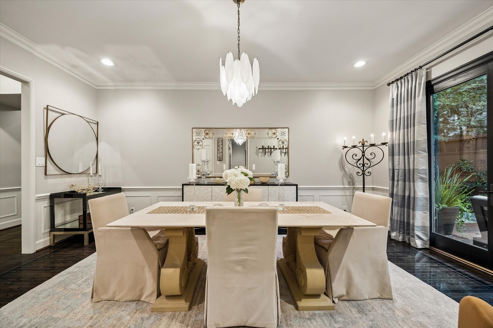 The Dining Room has substantial wall space for art and a wonderful view of the Garden.