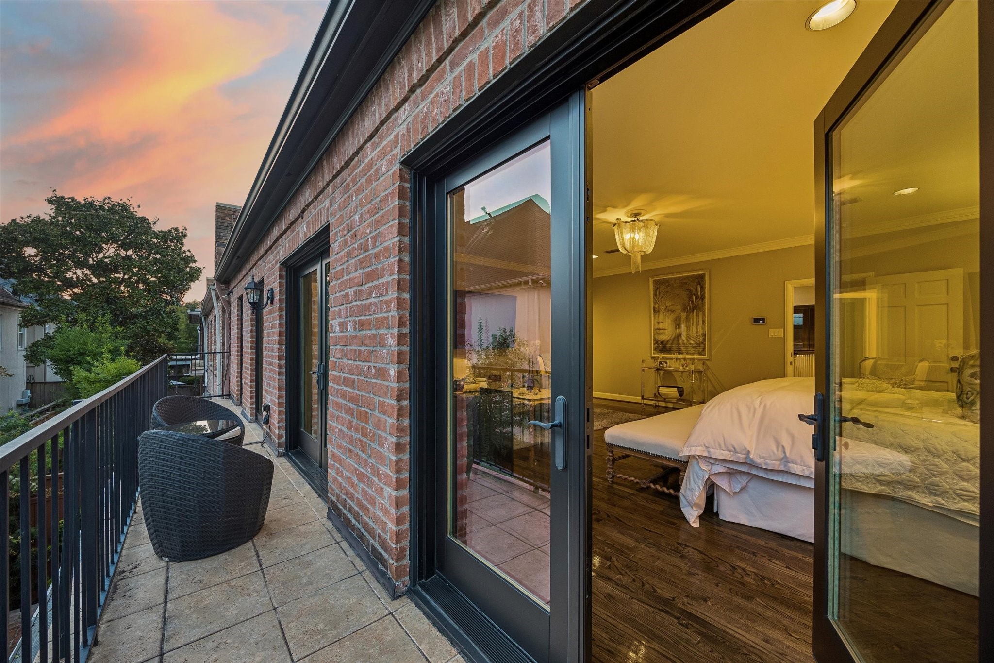 ...open to your private Balcony that overlooks your Garden.