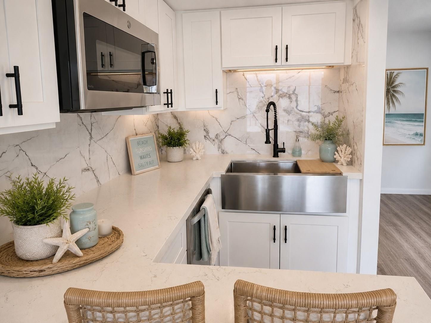 Virtually staged kitchen area