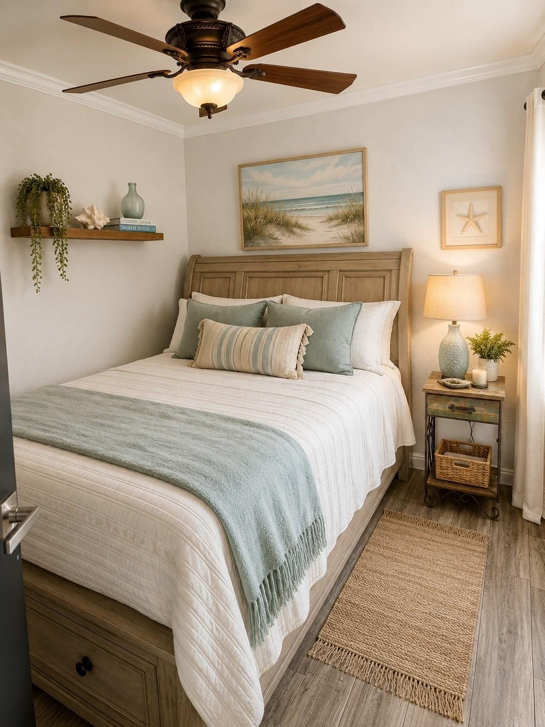 Bedroom features ceiling fan and large window to allow for natural lighting - Bed has been removed