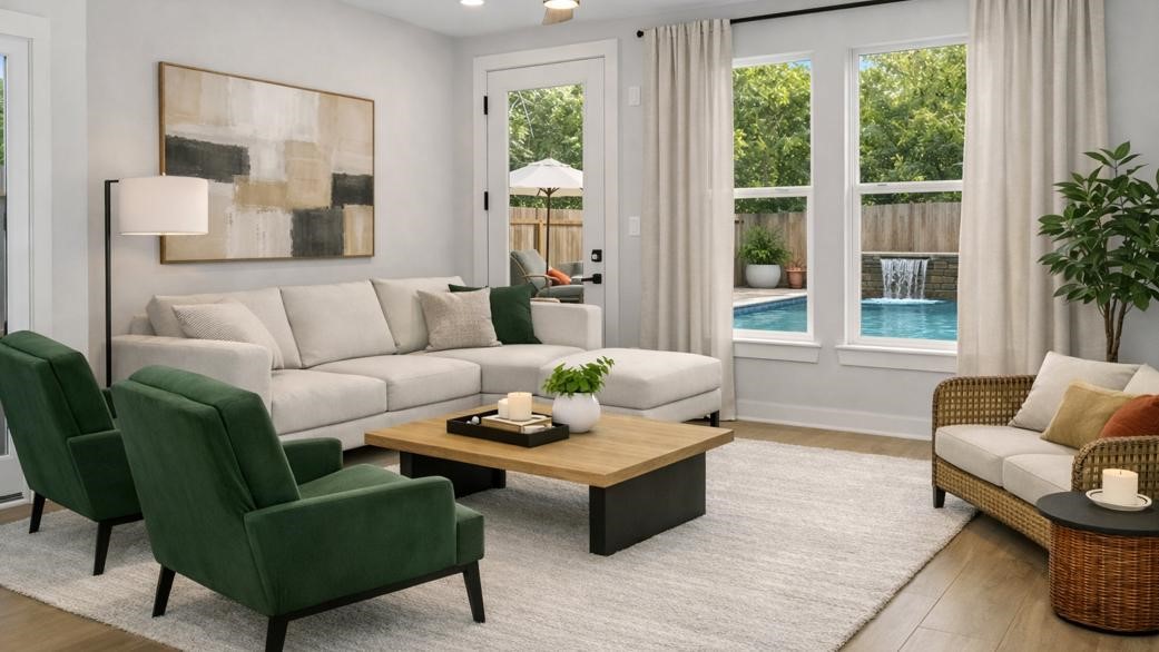 This virtual rendering shows -that the backyard is large enough for a pool.