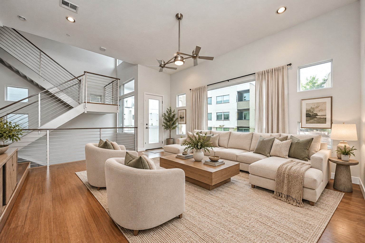 Living room virtually staged