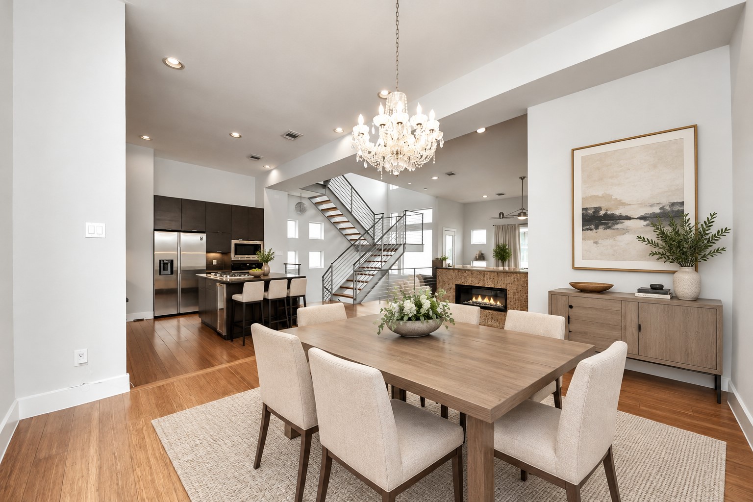 Dining room virtually staged