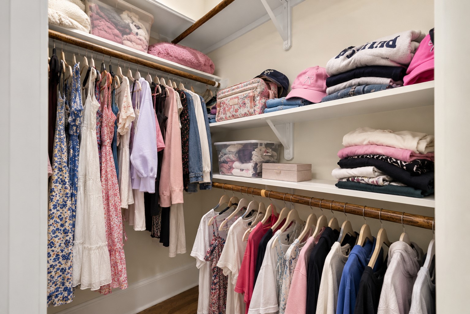 This is the roomy walk-in closet of the roomiest secondary bedroomdigitally staged to show off just how roomy it really is!
