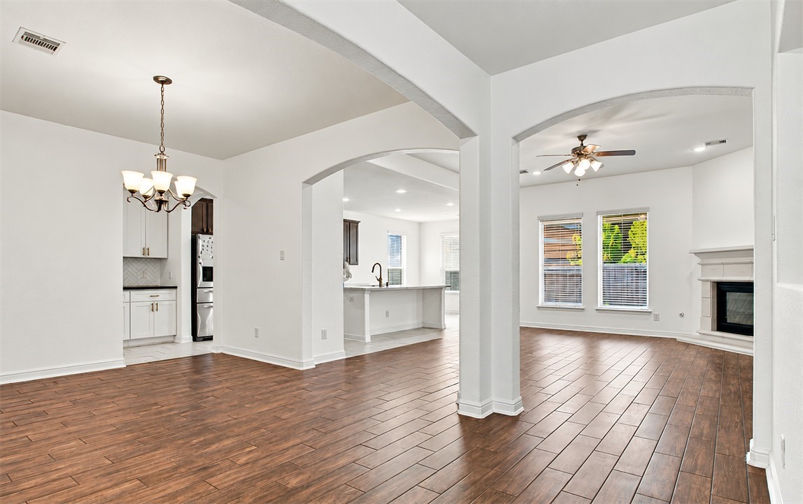 The formal living and dining area, showing just how open and connected this floor plan really is.