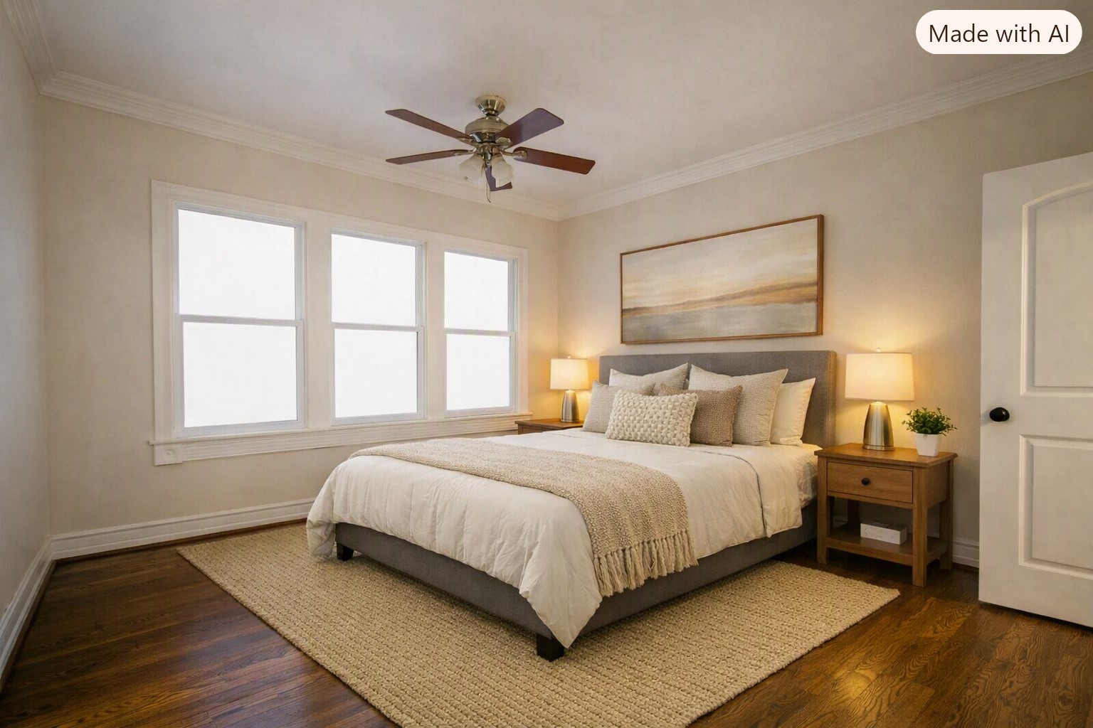 One of the 3 bedrooms. AI virtually staged One of the 3 bedrooms. AI virtually staged