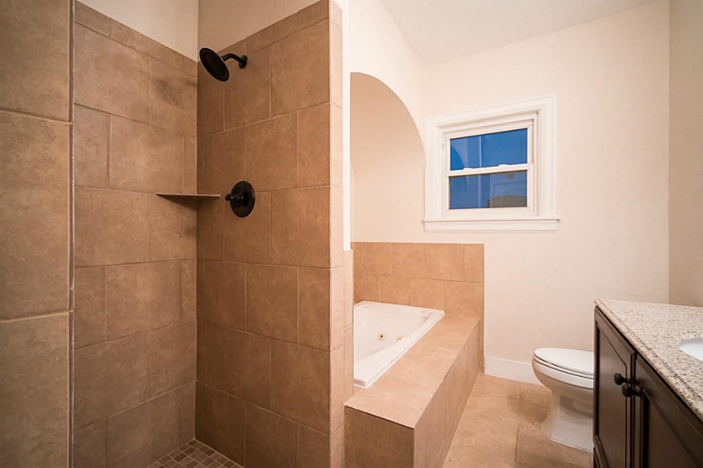 Modern primary bath this separate shower and jetted tub Modern primary bath this separate shower and jetted tub