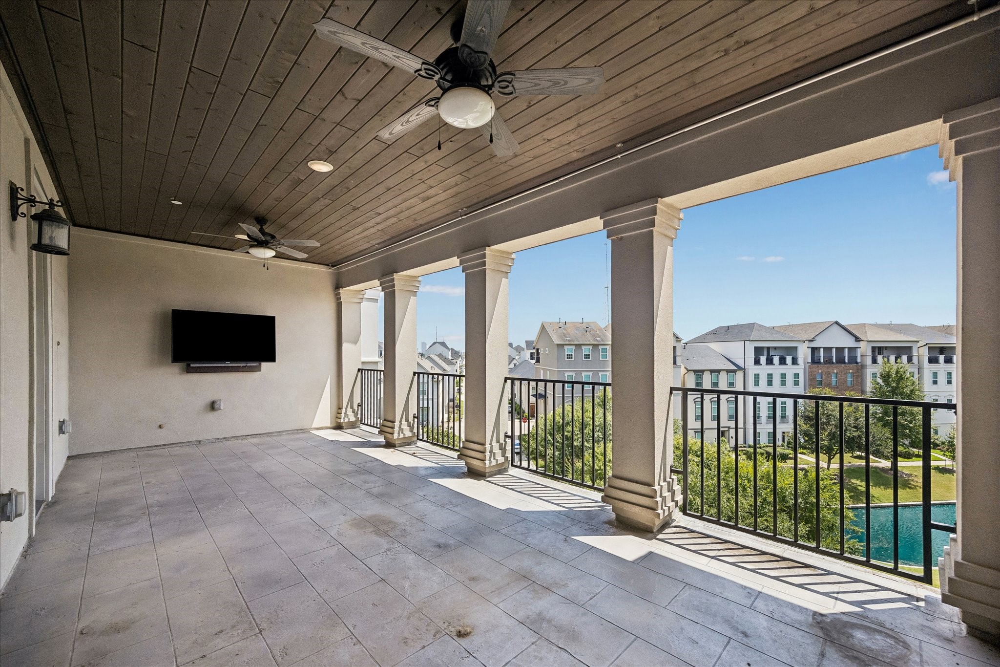 The covered terrace is a true showpiece, offering breathtaking views and exceptional outdoor living.