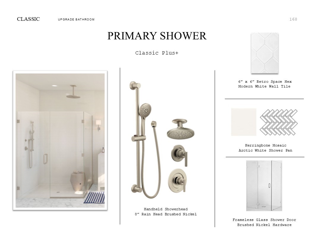 Classic Look Palette 5: Primary Bathroom Selection Sheet (*Artist rendering used for illustration purposes only.)
