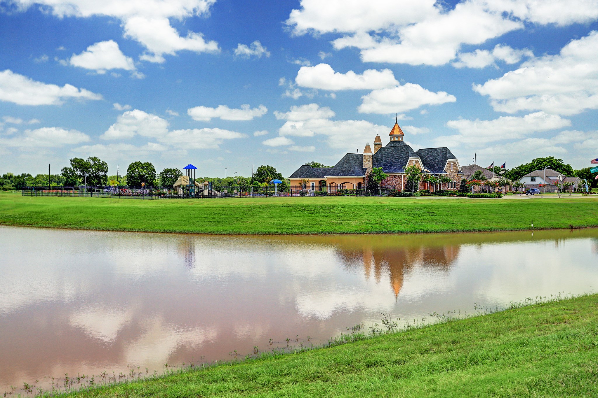 Scenic view of the community lake.