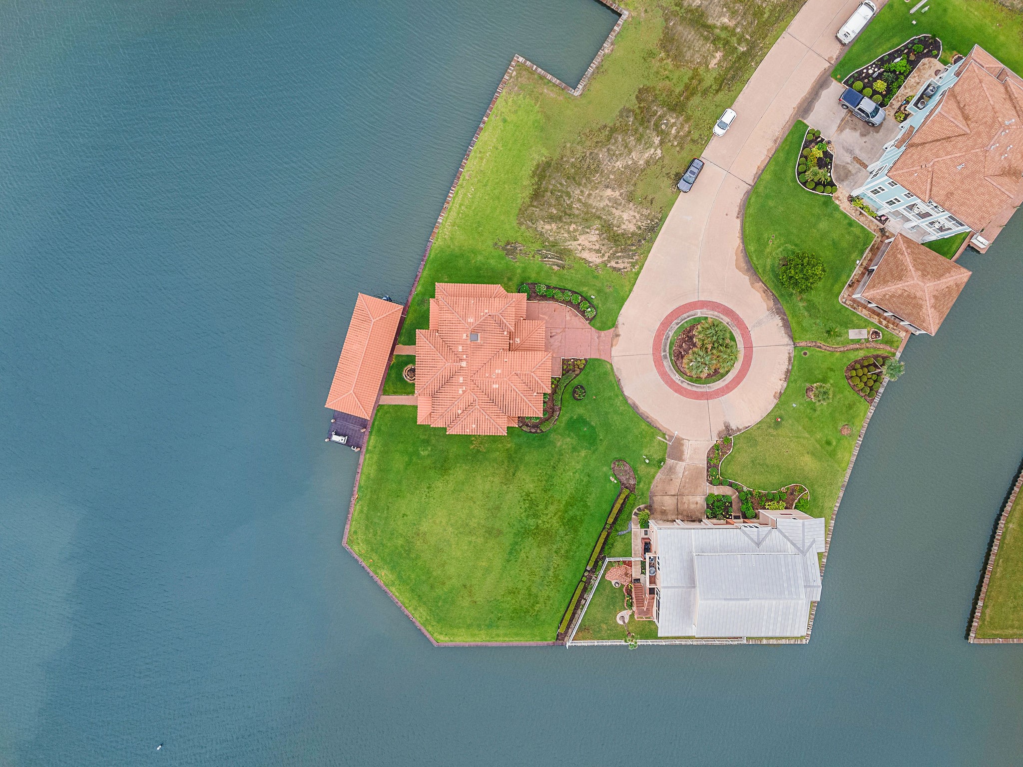 An overhead view showcasing the layout of the home and the adjacent homesite on the left, which is also included
