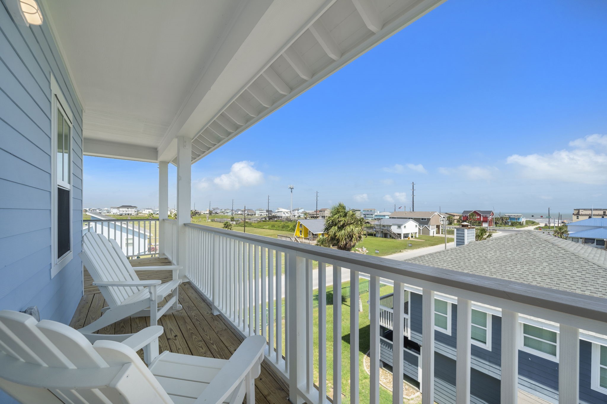 Enjoy serene coastal views from the comfort of this spacious balcony, perfect for relaxing with a morning coffee or evening sunset.