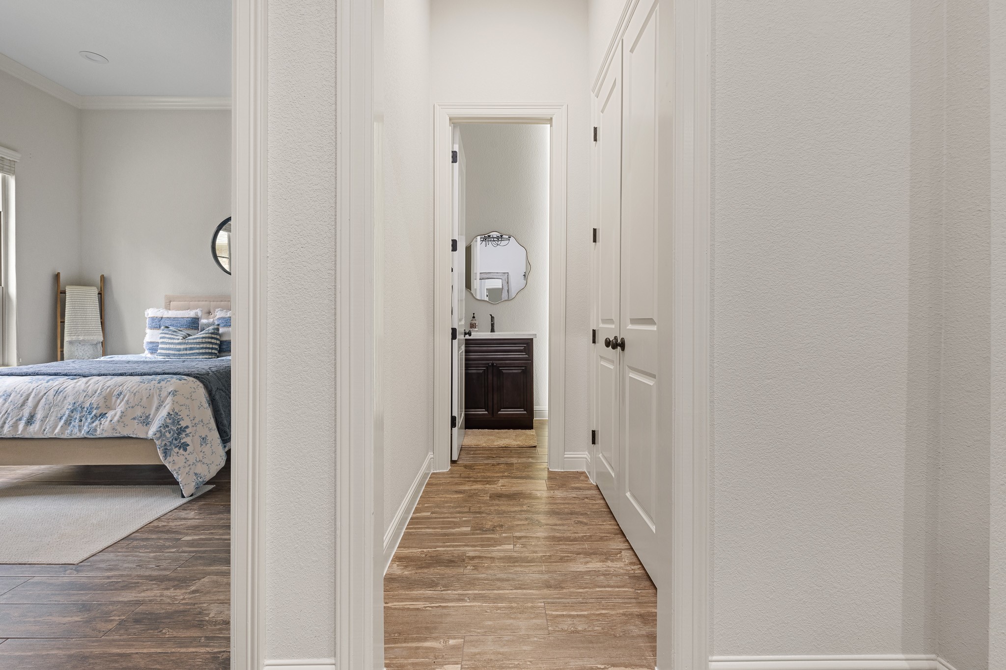 Hall with walk-in storage closet.