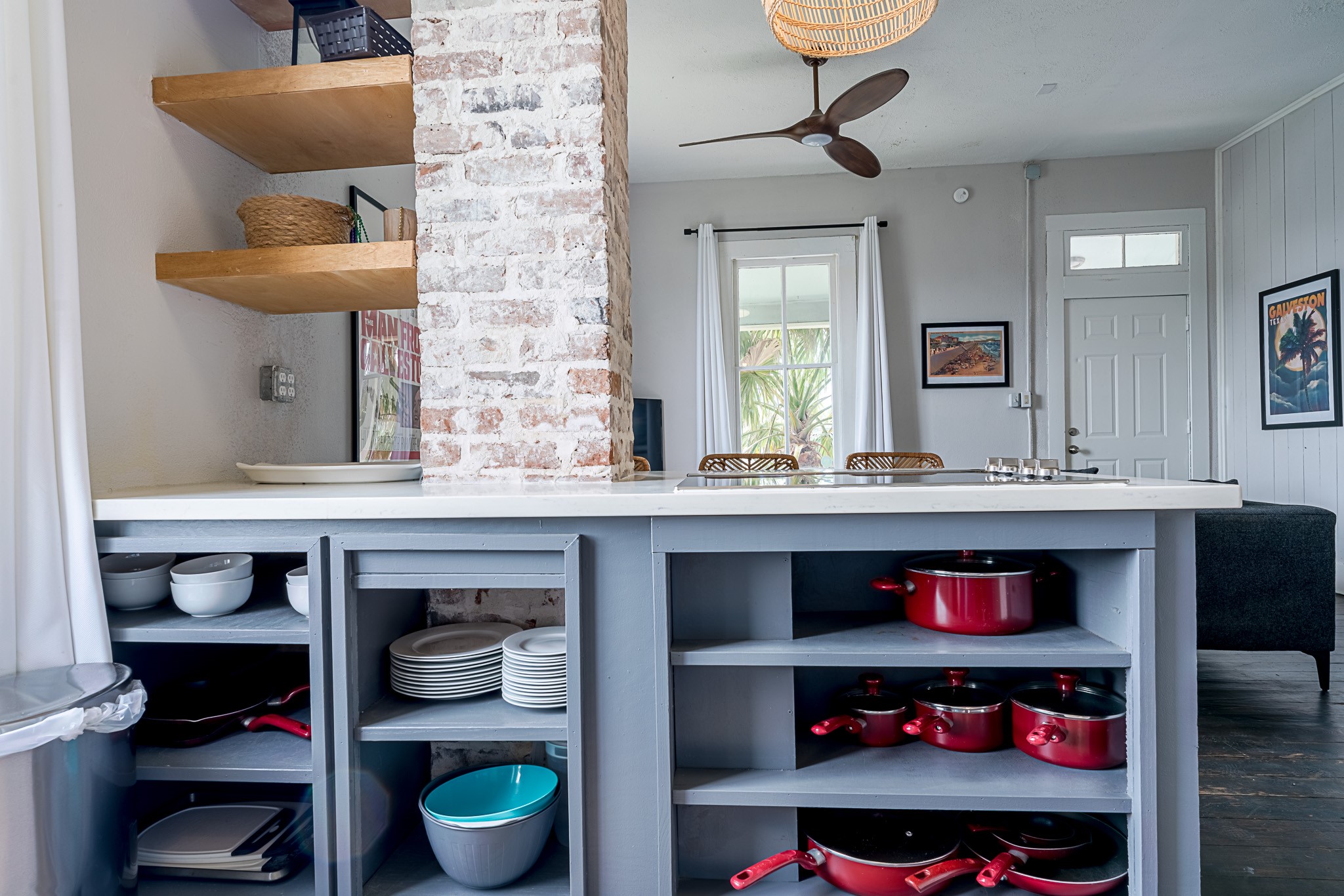 Kitchen opens up to living room