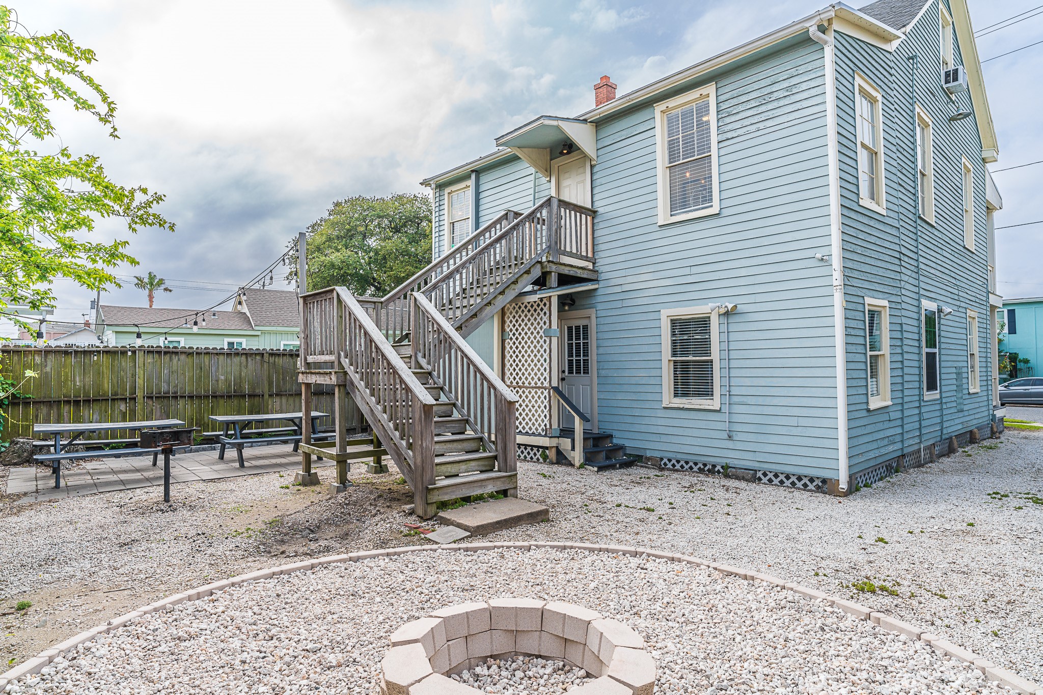 Backside staircase for entry into second floor rental