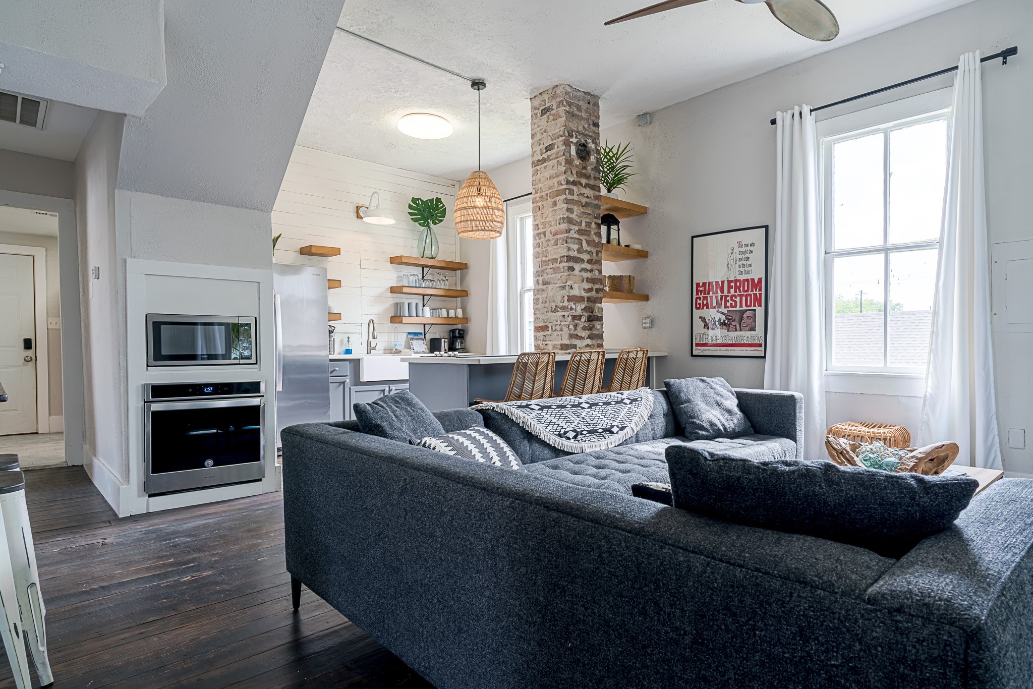 Second floor living room, with lots of seating