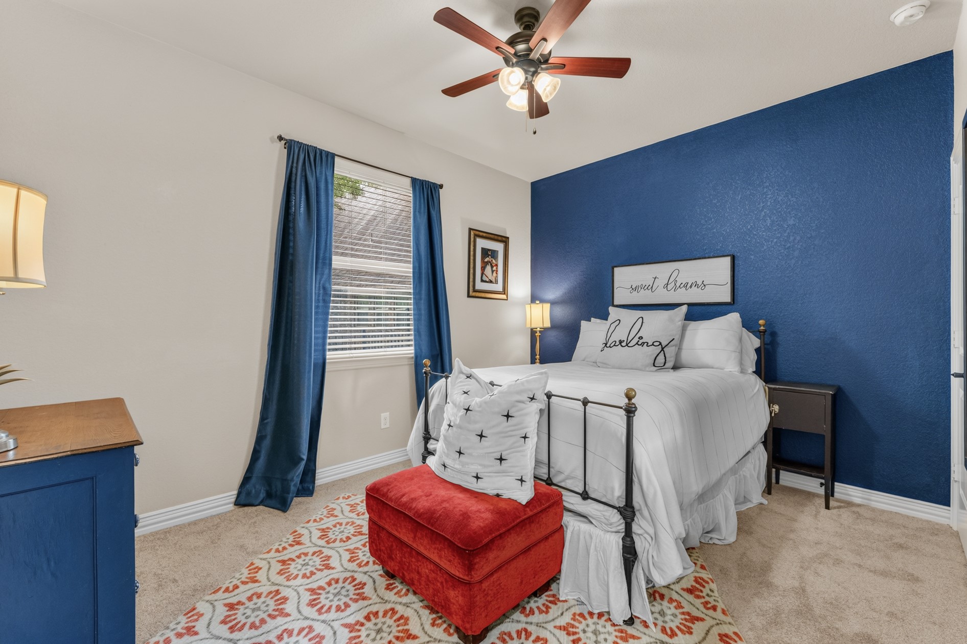 One of three generously-sized guest bedrooms.  All bedroom are downstairs.