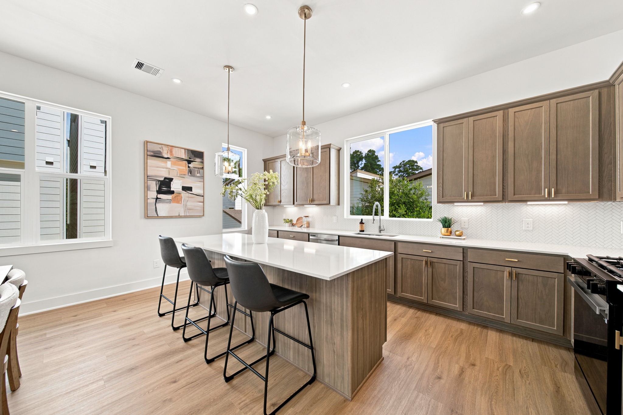 Kitchen upper and lower cabinets are high quality.