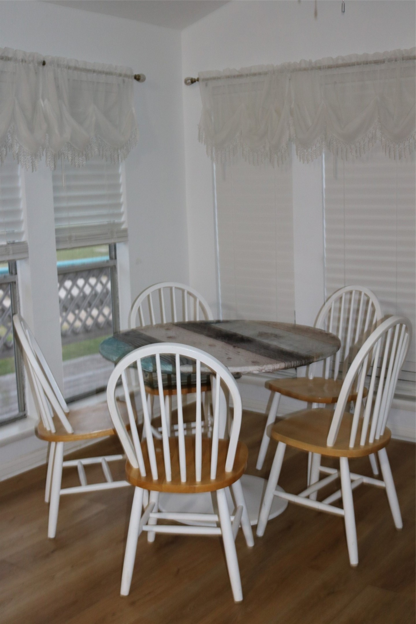 Cozy corner table perfect for family gatherings and game nights.