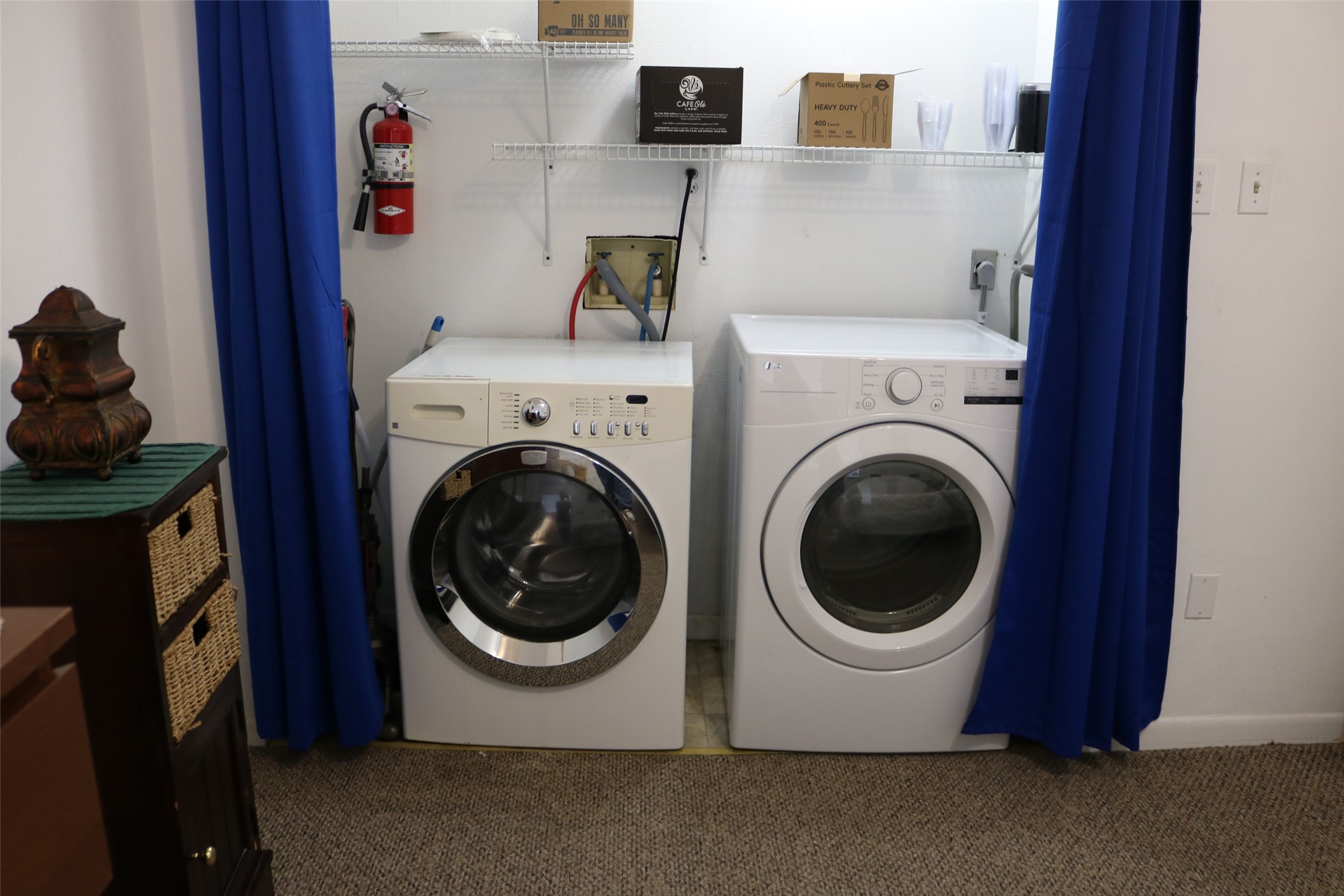 Convenient second-level utility room with included washer and dryer.