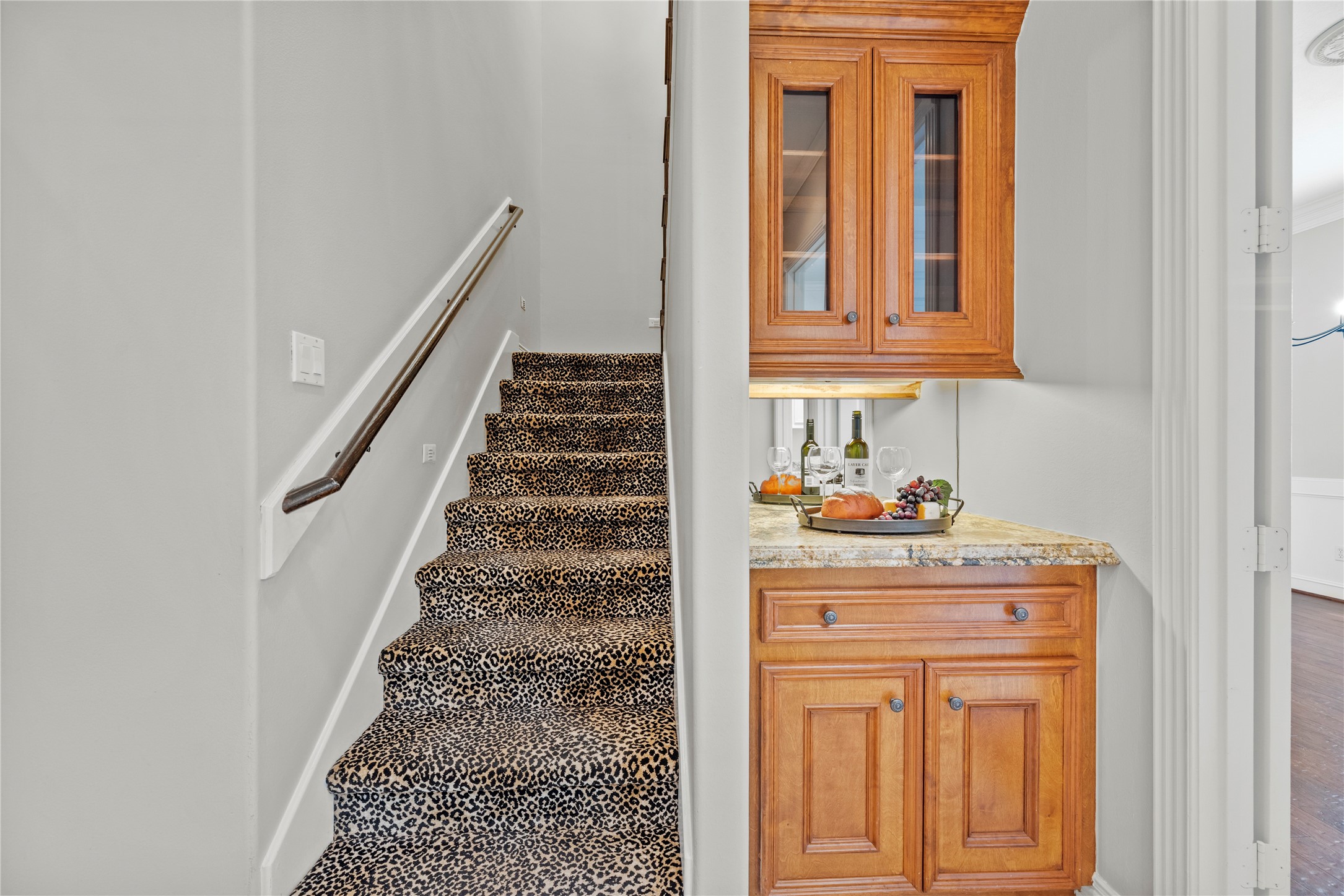 Second staircase and butler's pantry between the formal dining room and kitchen.