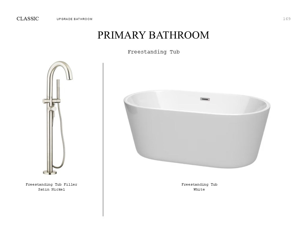 Classic Look Palette 1: Primary Bathroom Selection Sheet (*Artist rendering used for illustration purposes only.)