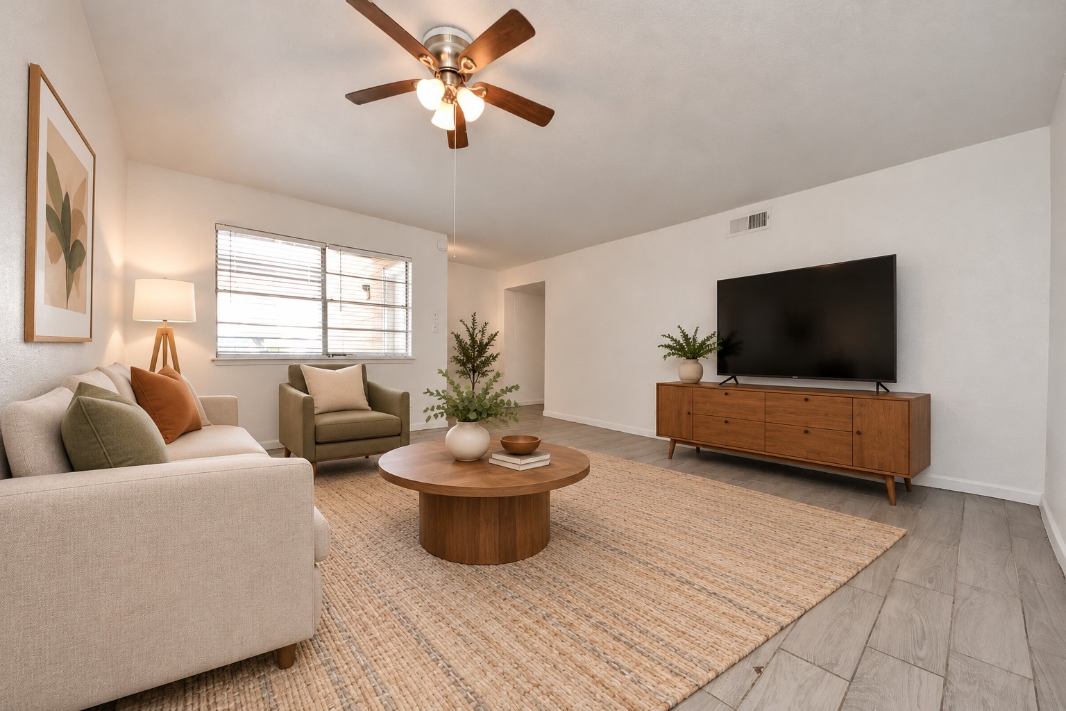 Virtually staged living room.