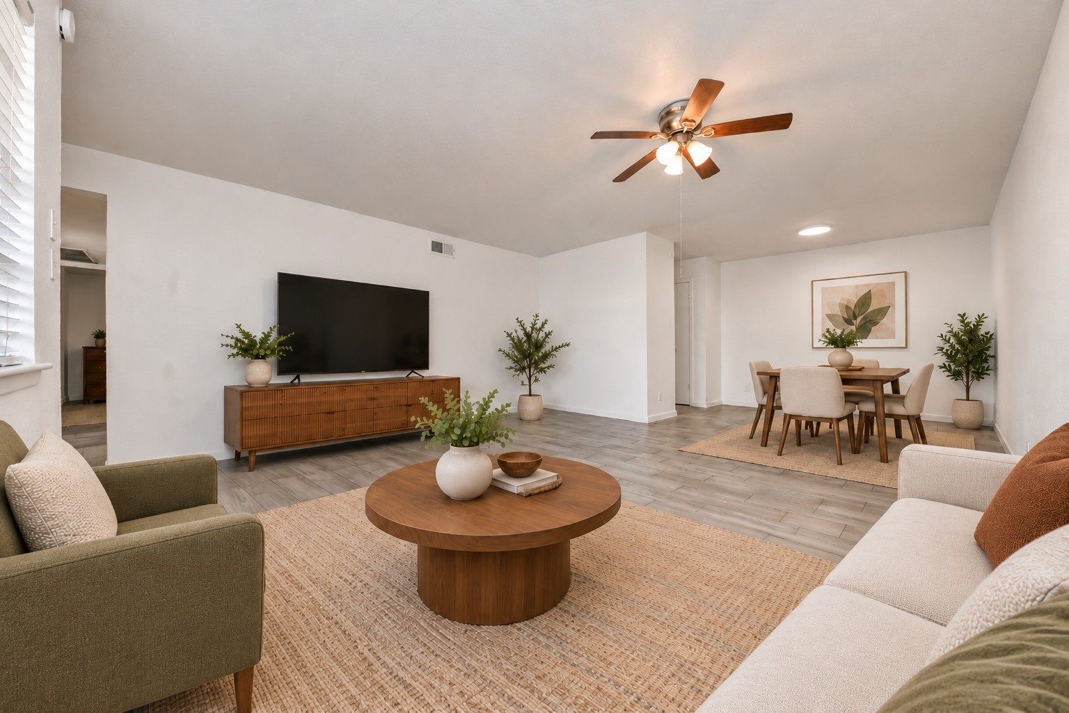 Virtually staged living room.