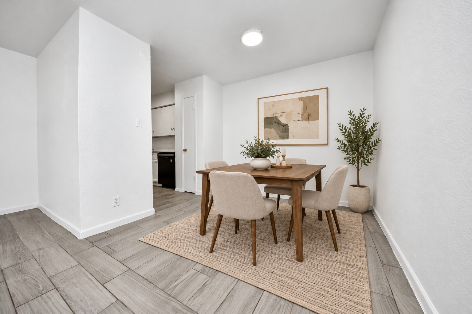 Virtually staged dining area