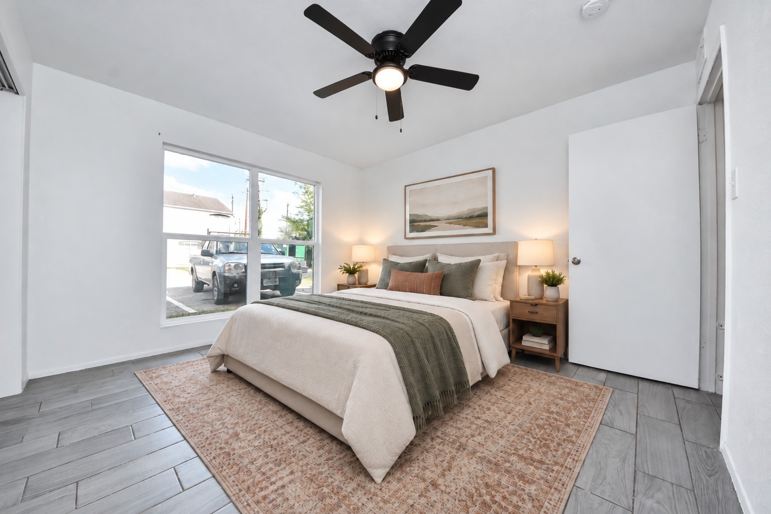 Virtually staged bedroom 3.